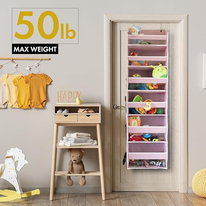 HOMELUX THEORY UPGRADED 6 Tiers Over The Door Organizer Hanging - 100D EXTRA THICK & 50lbs HUGE CAPACITY, 12 Side Mesh Pockets Over The Door Shoe Organizer, Hanging Closet Organizer (Ivory, 1pc)