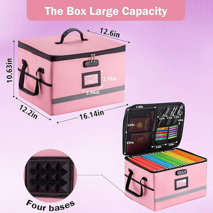 EXLIFBAG File Organizer, Fireproof File Box with Lids, Important Document Organizer Box with Lock, Portable File Folder Organizer with Handle