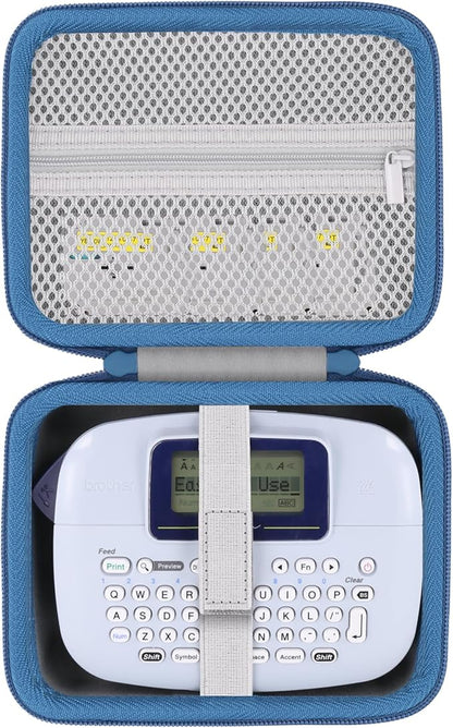 Label Printer Case Compatible with Brother PT-M95 P-Touch Monochrome Label Maker and Label Tapes(Gray Case,Blue Zipper)