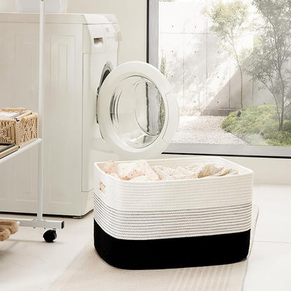 Artfeel Blanket Basket,Rectangle Woven Baskets for Storage,100L Laundry Basket for Decorative Nursery Blanket,Toys,Dirty Clothes and Magazine in Shelves,Baby Room,and Living Room