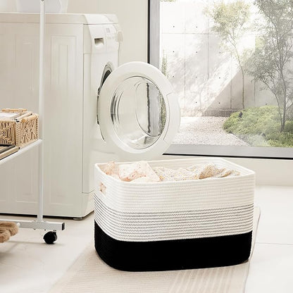 Artfeel Blanket Basket,Rectangle Woven Baskets for Storage,65L Laundry Basket for Decorative Nursery Blanket,Toys,Dirty Clothes and Magazine in Shelves,Baby Room,and Living Room