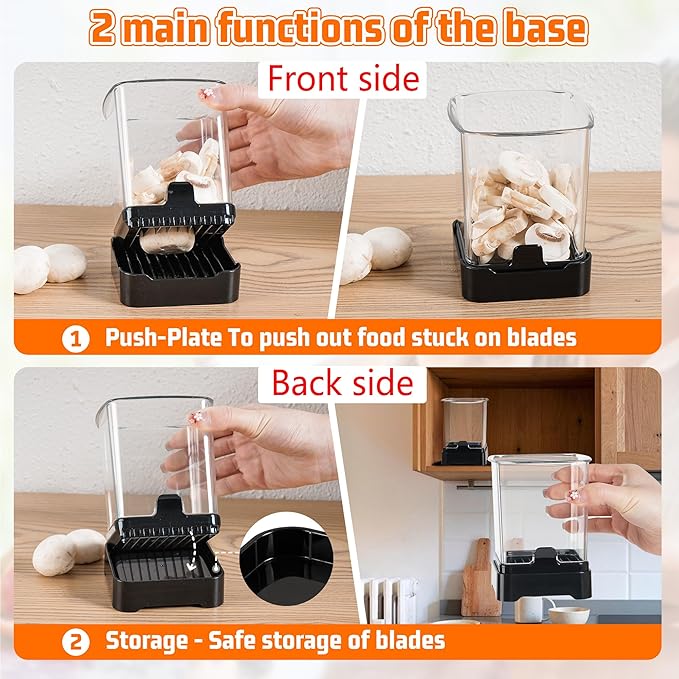 Fruit Slicer Cup for Strawberry, Banana, Hard-Boiled Egg - Detachable Cutter with Push Plate - 304 Stainless Steel Blade - Rapid & Safe Slicing Kitchen Gadget for Quick Meal Prep (Black)