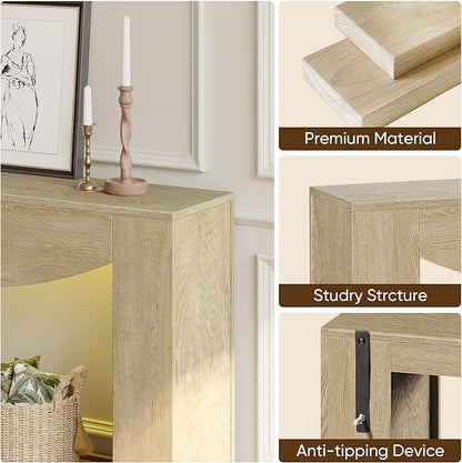 Farmhouse Console Table, 47 Inches Entryway Console Table with LED Light, Sofa Table Behind Couch, Wooden Accent Entryway Table for Living Room, Hallway