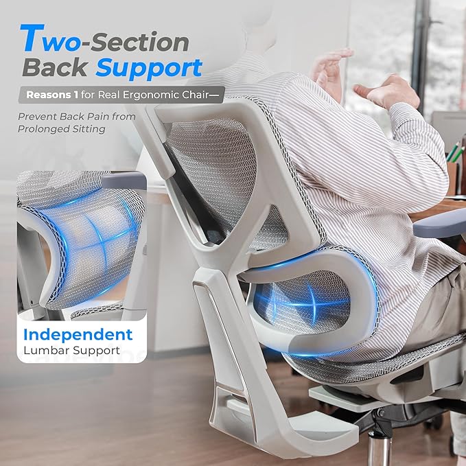 CabBase C1 Pro Ergonomic Mesh Office Chair - 6‘6“ Big & Tall Home Office Desk Chairs Seat Depth Adjustable with Lumbar Support - Back Height Adjustable Computer Task Chair with Headrest