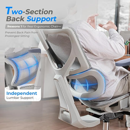 CabBase C1 Pro Ergonomic Mesh Office Chair - 6‘6“ Big & Tall Home Office Desk Chairs Seat Depth Adjustable with Lumbar Support - Back Height Adjustable Computer Task Chair with Headrest