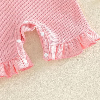 Newborn Baby Girl Clothes Hi Im New Here/Aunties Bestie Ruffle Romper Summer Shortall Jumpsuit Coming Home Outfit