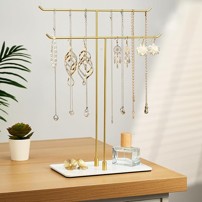 bussdis Necklace Stand Aesthetic Necklace Holder: Metal Necklace Organizer for Home Decor, Gold