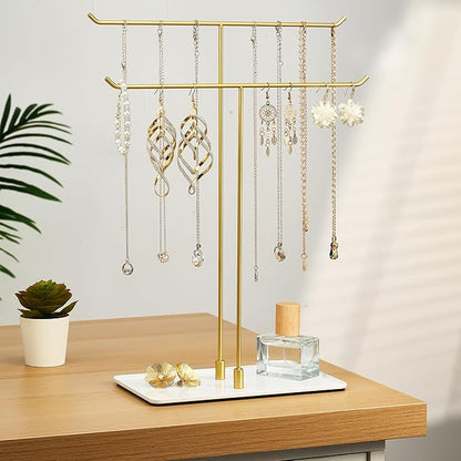 bussdis Necklace Stand Aesthetic Necklace Holder: Metal Necklace Organizer for Home Decor, Gold
