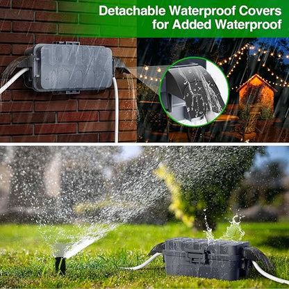 Flemoon [2 Pack] IP55 Small Outdoor Electrical Box Waterproof (Inner 5.9 x 3.2 x 1.8inch), Extension Cord Cover with Detachable Awning Covers for Plug, Outlet, Holiday Lights, Gray