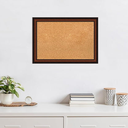 Amanti Art Natural Cork Board for Wall, 19x27 Vision Board with Brown Wood Frame, Medium Corkboard Office Decor for Home Organization, Traditional Corkboard Pinboard to display items for home