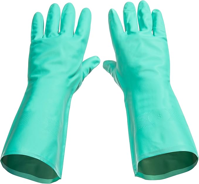 Tusko Products Best Nitrile Rubber Cleaning, Household, Dishwashing Gloves, Latex Free, Vinyl Free, Reusable not Disposable, Medium M (1 Pair)