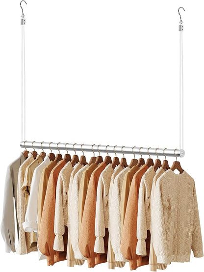 BaiNong Adjustable Closet Hanging Rod Heavy Duty 44'' Silver (Silver, 44 Inch)