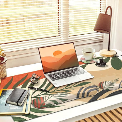 Gimars 4 in 1 Mouse Pad and Keyboard Wrist Rest Set, Large Mouse Pad with Memory Foam Wrist Support Pad for Desk with Coaster, Easy Typing Pain Relief, Gaming Office Home 31.5x12 in, Morandi Orange