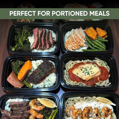 38 oz 50 Pack Meal Prep Containers BPA Free Leakproof Stackable Food Storage Containers with Lids, Microwave & Dishwasher Freezer Safe Reusable To Go Containers Bento Box Style Take Out Clear Plastic