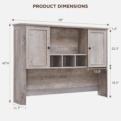 T4TREAM 59" Home Office Desk Hutch with Ample Storage, Only Match VSC Series Farmhouse Desk (Light Rustic Oak)