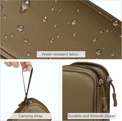 FYY Electronic Organizer, Travel Cable Organizer Bag Pouch Electronic Accessories Carry Case Portable Waterproof Double Layers All-in-One Storage Bag for Cable, Cord, Charger, Phone, Earphone Brown