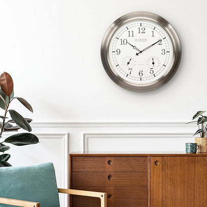 La Crosse Technology 404-80017-INT 17.9-inch Indoor/Outdoor Classic Stainless Steel Atomic Analog Wall Clock