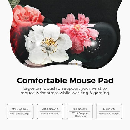 EooCoo Ergonomic Mouse Pad with Wrist Support, Mousepad with Memory Foam Wrist Rest and Non-Slip Base for Computer, Cafe, Home & Office, 9.64 x 8.26 in Office Desk Accessories