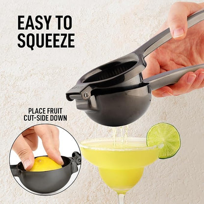 Zulay Kitchen Extra Large Lemon Squeezer Stainless Steel - Easy Squeeze Heavy Duty Lemon Juicer Hand Press - Ergonomic Citrus Squeezer & Fruit Juicer for Small Oranges, Lemons, & Limes - Black