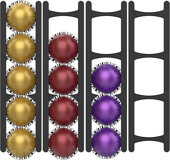 Magnetic Coffee Pod Holder Compatible with Nespresso VertuoLine Capsules –20-Pod Organizer for Refrigerator, Neodymium Magnet Mount, Space-Saving Coffee Storage Black