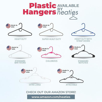 Neaties Super Heavy Duty Clothes Hangers 6 Pack – Made in The USA - 10lb Capacity, Thick Plastic Hangers for Pants, Coats, Jackets, Jeans and Adult Clothing – White & Blue