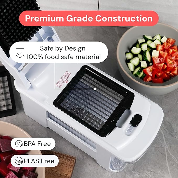 Fullstar XL Vegetable Chopper & Mandoline Slicer – Vegetable, Onion, Potato, Food, Veggie & Fruit Slicer, Dicer & Spiralizer with Pull-Out Catch Tray, Kitchen Gadgets & Gifts (8 in 1, Black/White)