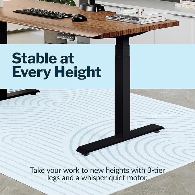 Vari ComfortEdge 60x30 Inch Adjustable Electric Standing Desk – Sit Stand VariDesk with Memory Presets, Sloped Edge, 200 LB Capacity + Tool-Free Assembly (Walnut/Black)