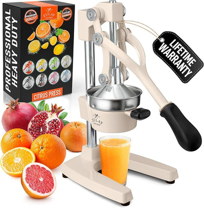 Zulay Kitchen Cast Iron Juicer - Heavy Duty Manual Juicer with Detachable Strainers for Easy Cleaning, Orange Juice Press for Citrus Fruits, Perfect for Bartenders, Juice Lovers & Health Enthusiasts