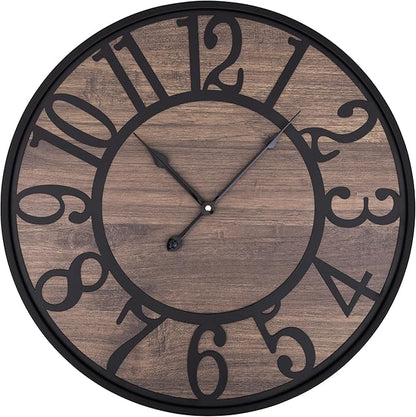 LEIKE Extra Large Wall Clock,Silent Little Ticking,Battery Operated Round Modern Wood Wall Clocks for Living Room, Bedroom,Farmhouse,Office Vintage Big Home Decor-32 Inch/80CM-Black-Arabic Number