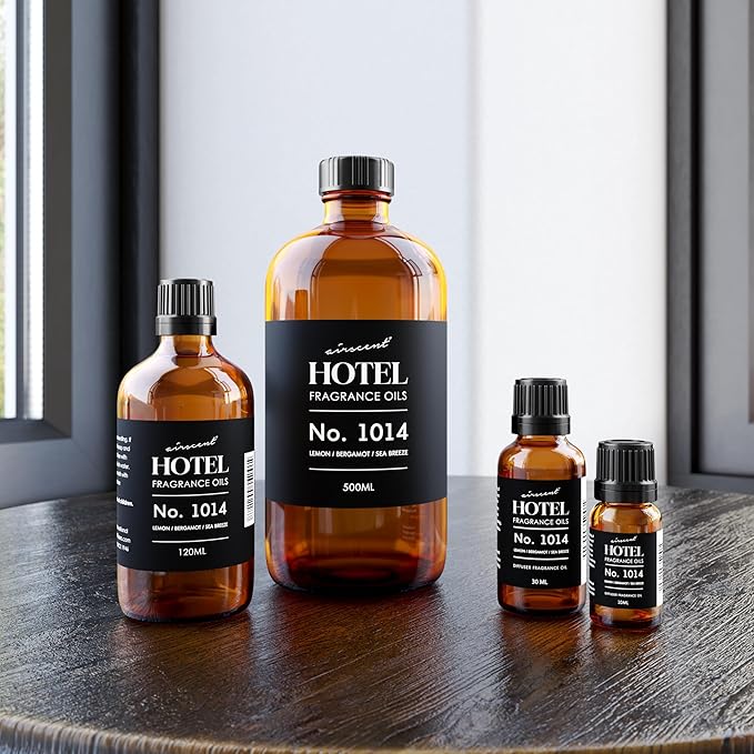 AirScent Hotel Diffuser Oil No. 1014 - The Iconic 5-Star Hotel Coastal Blend - Lemon Bergamot Sea Breeze - 30 mL Fragrance Oil for Ultrasonic and Waterless Diffusers and Crafting