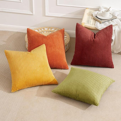 MIULEE Decorative Throw Pillow Covers 20x20 Inch Set of 4, Vibrant Cushion Covers Vintage Retro Home Fall Decor Mix and Match Color Clash Design for Sofa Couch Bed Living Room Yellow Orange Rust
