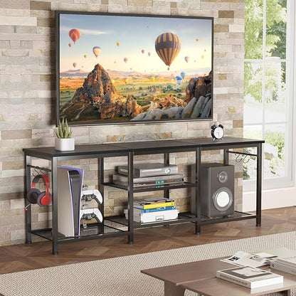YGEOMER TV Stand for TVs Up to 50 Inch, Entertainment Center for Living Room, Bedroom, Black