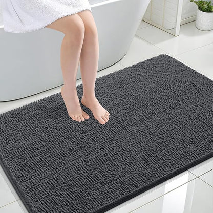OLANLY Large Bathroom Rugs 44x32, Extra Soft Absorbent Chenille Bath Rugs, Rubber Backing Quick Dry, Machine Washable Bath Mats for Bathroom Floor, Tub and Shower, Home Decor Accessories, Dark Grey