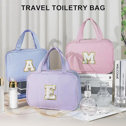 TOPEAST Gifts for Teen Girls Kids - Travel Hanging Toiletry Bag, Personalized Initial Toiletry Pouch, Gifts for Mom Daughter Sister Friends, Letter C, Pink