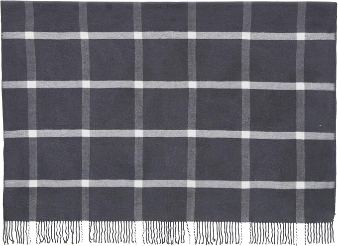 Arus Acrylic Highlands Collection Queen Size Tartan Plaid Design Throw Blanket Gray Plaid, 60x80 inches