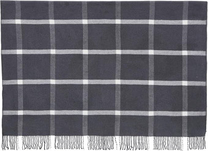 Arus Acrylic Highlands Collection Queen Size Tartan Plaid Design Throw Blanket Gray Plaid, 60x80 inches
