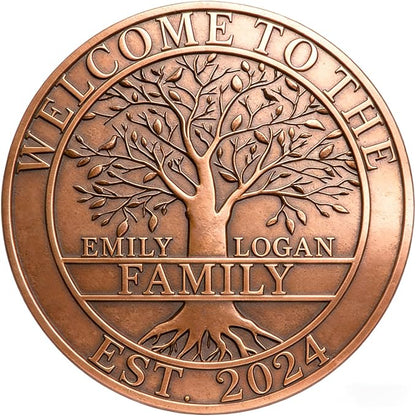 50th Anniversary Wedding Gifts for Couple Copper Decor Personalized Family Tree Wall Decor Copper Metal Wall Decor, Metal Name Sign Wedding Gifts, Housewarming