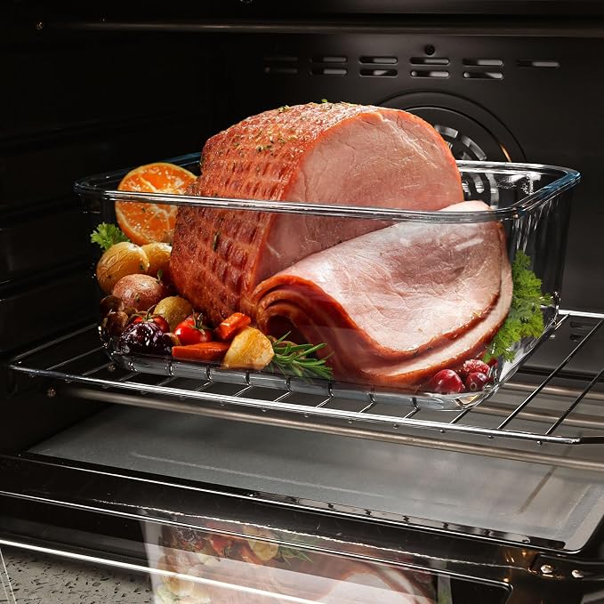 Large Glass Storage Containers with Lids 200oz/6000ml - Borosilicate Extra Large Glass Food Storage Containers for Rotisserie Chicken, Turkey - XL Big Glass Bowl Airtight Freezer to Oven Safe