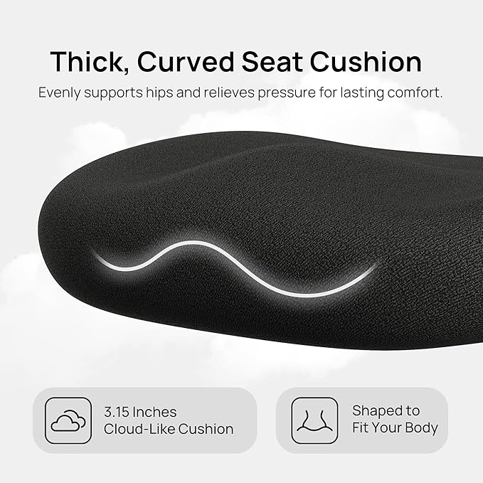 CabLady S1 Petite Ergonomic Office Chair Design with Detachable Pillow Lumbar Cushion, Coat Hanger, 2D Headrest & PU Armrests, Cloud Seat & Footrest Cute Desk Chair for Women Girls