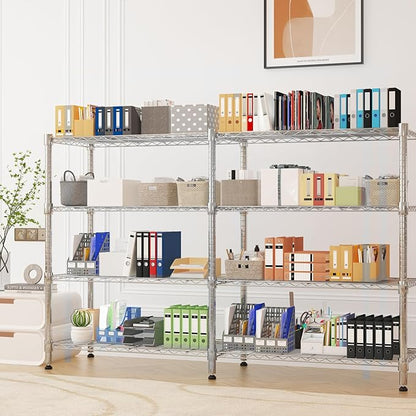 Homdox Heavy Duty Storage Shelves, 4 Tier Wire Shelving Unit, Adjustable Metal Shelves for Storage, Garage Rack Pantry Shelves Kitchen Shelving, 14"x60"x60", Silver Gray