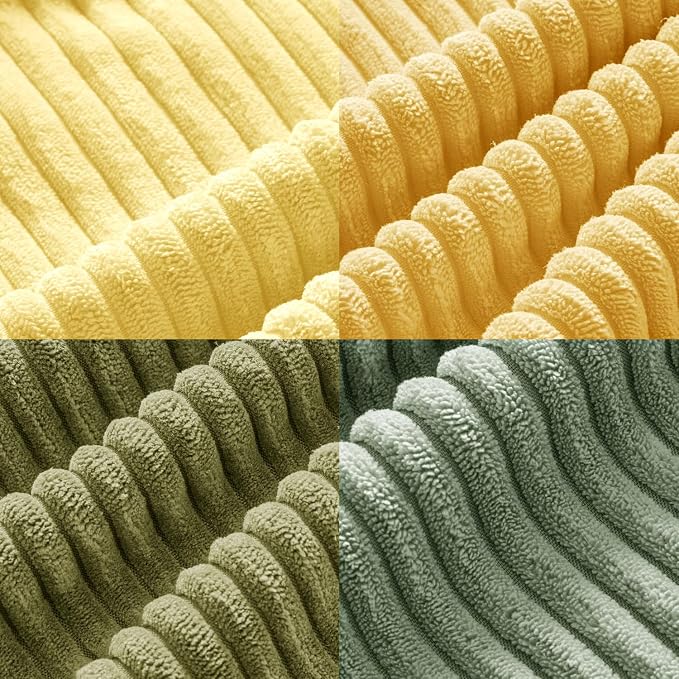 MIULEE Boho Farmhouse Yellow Green Throw Pillow Covers 20x20 Inch Set of 4 Mordern Nordic Cushion Covers Soft Corduroy Spring Home Decor for Couch Bed Sofa Living Room