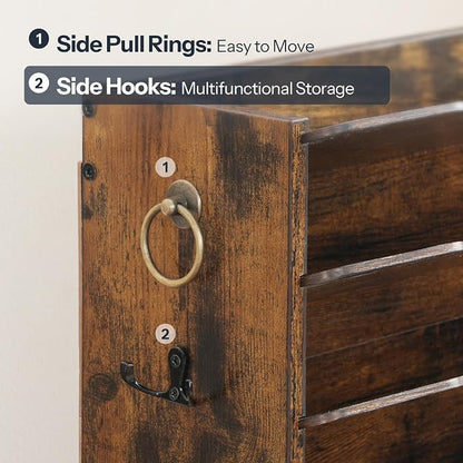 HOOBRO Wall File Organizer, Mail Organizer Wall Mounted, Wooden Literature Organizer, Construction Paper Organizer with Drawer Storage and 2 Hooks, for Office, Classroom, Home, Rustic Brown FG14WF01