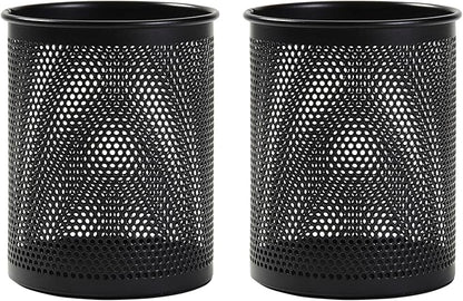 Comix Pen Holder Desk Organizer, Wire Mesh Pencil Cup with Foam Pad and Non-Slip Bottom Office Supplies Desk Accessories for Home Office School, 2 Packs
