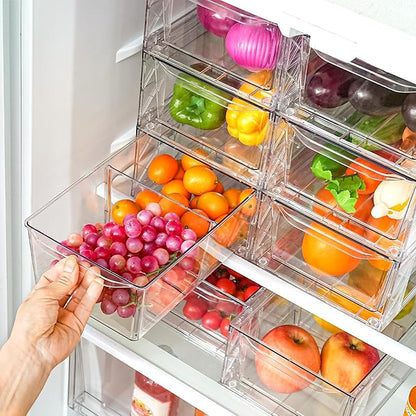 Clemate 8Pack Stackable Kitchen Storage Organizer,Pantry Organizers and Storage,Foods Organizer Bins with Handles, Easily Assemble for Bathroom, Kitchen, Refrigerator, Pantry, Cabinet, Closet
