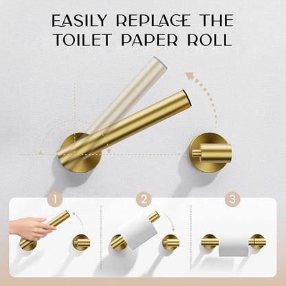 Day Moon™ Gold Toilet Paper Holder - Brushed Gold Toilet Paper Holder Wall Mount - Modern Toilet Paper Roll Holder - Gold Bathroom Toilet Paper Holder