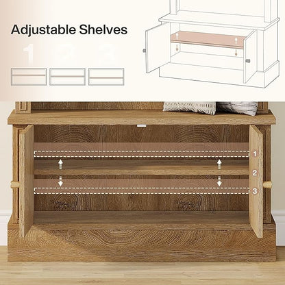 Tribesigns Hall Tree with Bench and Shoe Storage, 4-in-1 Design Entryway Bench with Coat Rack, 70.86" Tall Mudroom Rack with 5 Double Hooks and Adjustable Shelf for Hallway (Brown)