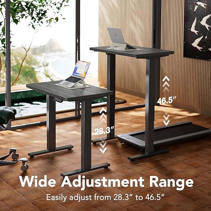 HUANUO Electric Standing Desk,63" x 28" Height Adjustable Desk, 4 Memory Height Settings, Sit to Stand Up Desk for Home Office, with Headphone Hook, Cable Manager, Grey