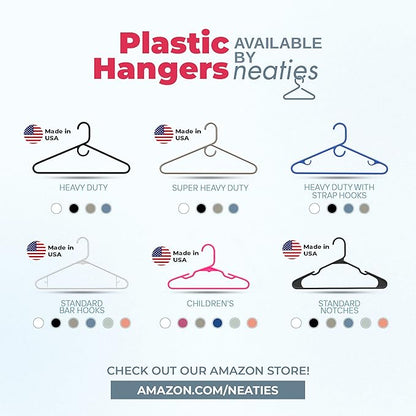 Neaties Super Heavy Duty Clothes Hangers 100+ Pack (324 Count) – Made in The USA - 10lb Capacity, Thick Plastic Hangers for Pants, Coats, Jackets, Jeans and Adult Clothing – Mint