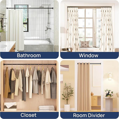 ENJOYBASICS 2 Pack Adjustable Spring Tension Curtain Rods 32 to 78 Inches, Stainless Steel Matte Black Shower Rod No Drilling for Window, Bathroom, Closet, Room Divider, 7/8" Diameter