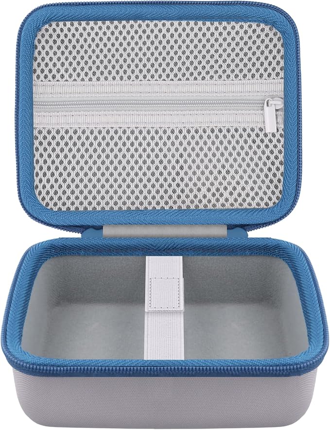 Label Printer Case Compatible with Brother PT-M95 P-Touch Monochrome Label Maker and Label Tapes(Gray Case,Blue Zipper)
